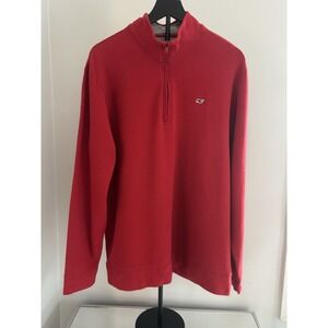 Vineyard Vines Men's Sz XL Red 1/4 Zip Pullover Pima Cotton Whale Logo Golf